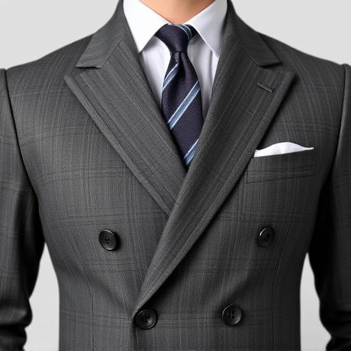 A charcoal gray bespoke double-breasted suit with peak lapels, showcasing sharp tailoring and a modern fit.