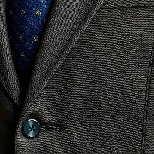 A close-up shot of exquisite tailoring details on a bespoke suit, highlighting hand-stitching and fine fabric.