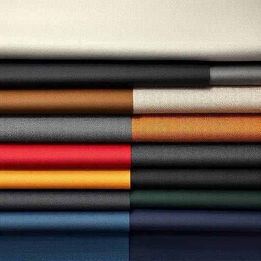 A variety of fine suit fabrics laid out for selection