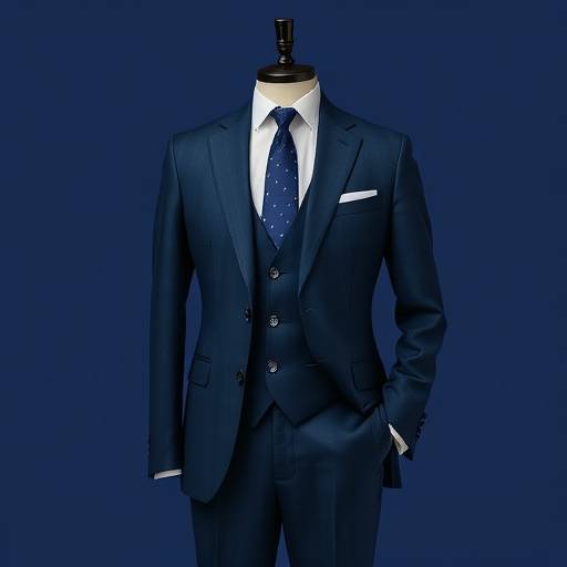 Classic navy blue single-breasted bespoke suit