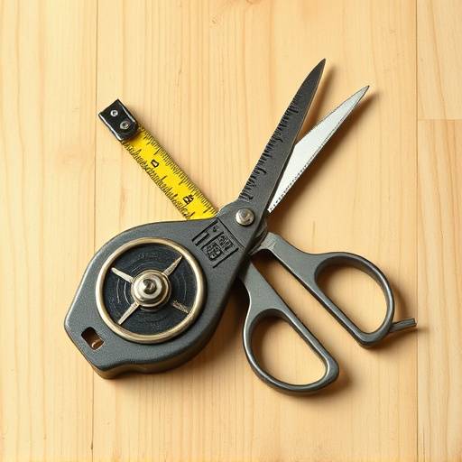 Icon representing a tailor's measuring tape and shears